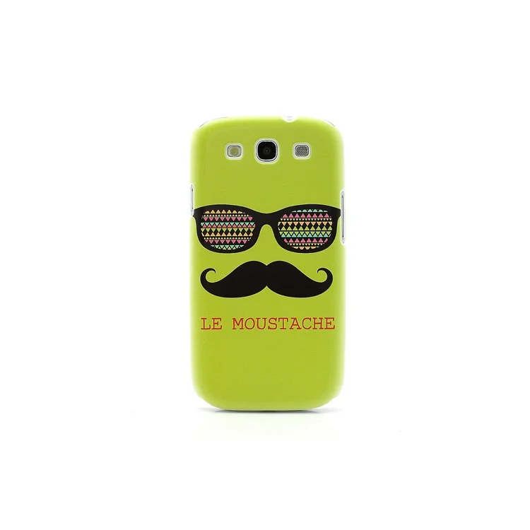 Green Le Moustache Plastic Case Cover for Samsung Galaxy S 3 SIII I9300