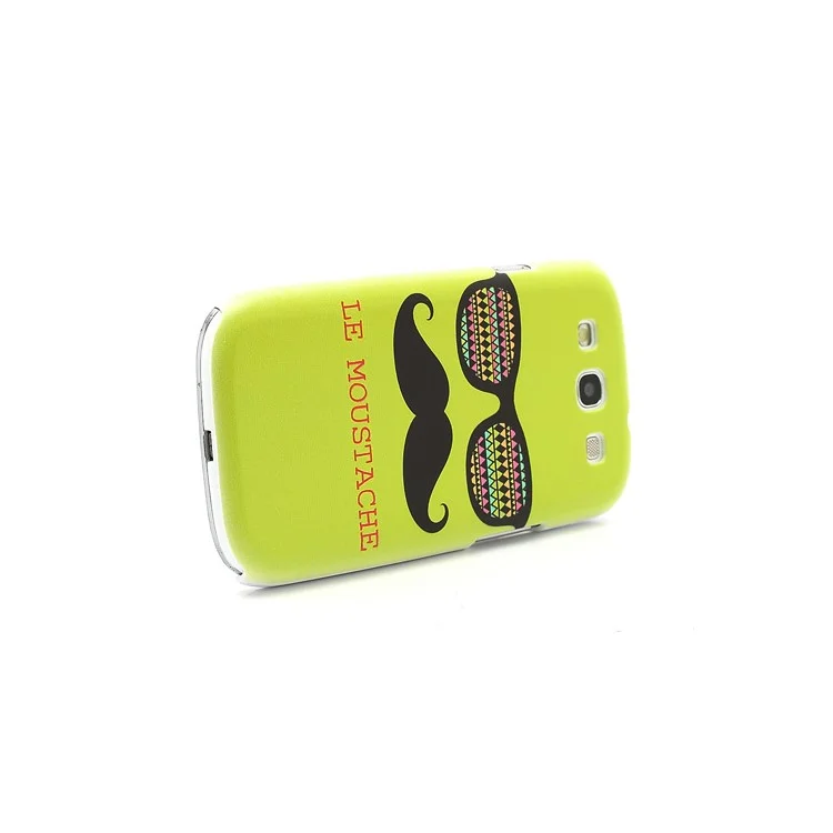Green Le Moustache Plastic Case Cover for Samsung Galaxy S 3 SIII I9300