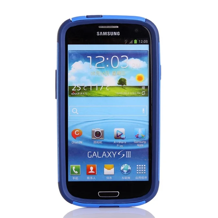 Shockproof Dustproof PC & TPU Hybrid Back Cover for Samsung Galaxy S3 i9300 - Blue