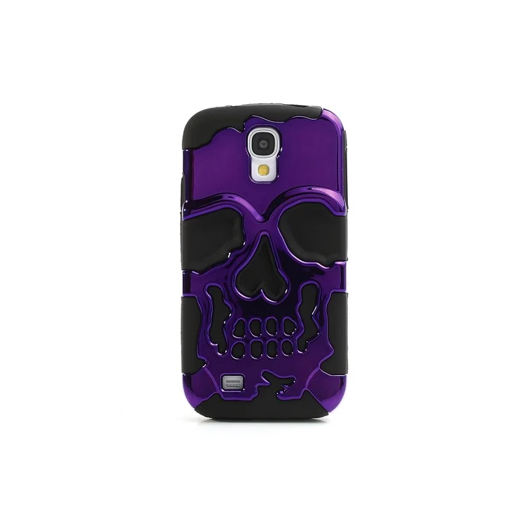 Cool Skull Silicone & Plastic Hybrid Electroplating Case for Samsung Galaxy S4 I9500 I9505 - Black / Purple