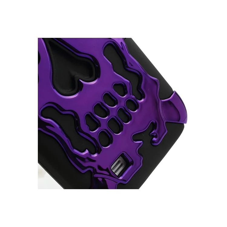 Cool Skull Silicone & Plastic Hybrid Electroplating Case for Samsung Galaxy S4 I9500 I9505 - Black / Purple