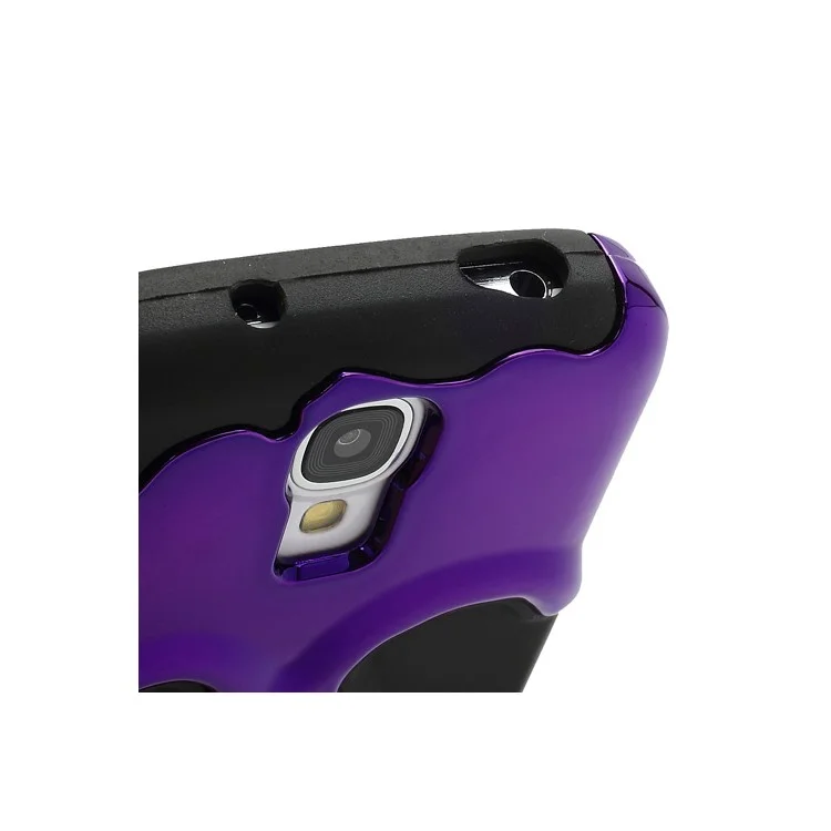 Cool Skull Silicone & Plastic Hybrid Electroplating Case for Samsung Galaxy S4 I9500 I9505 - Black / Purple