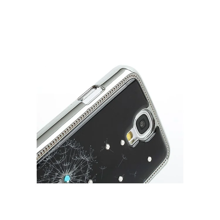 Black Dandelion Sparkling Rhinestone Electroplating Hard Case for Samsung Galaxy S4 IV i9500
