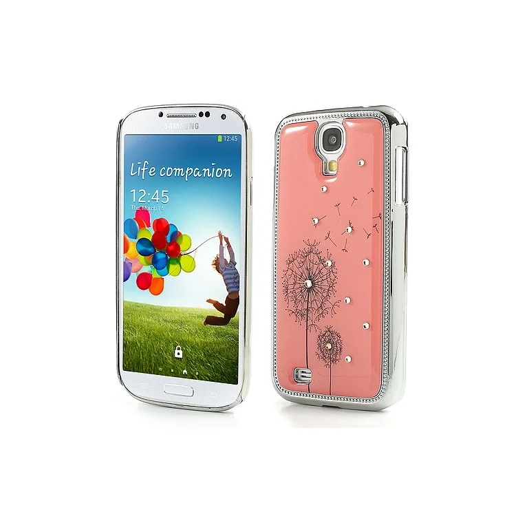 Pink Dandelion Sparkling Rhinestone Plated Hard Shell for Samsung Galaxy S4 IV i9500 i9505