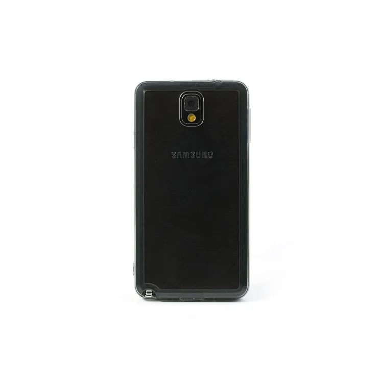 Transparent Acrylic Back TPU Frame Hybrid Case for Samsung Galaxy Note 3 N9000 w/ Dust-proof Plug - Grey