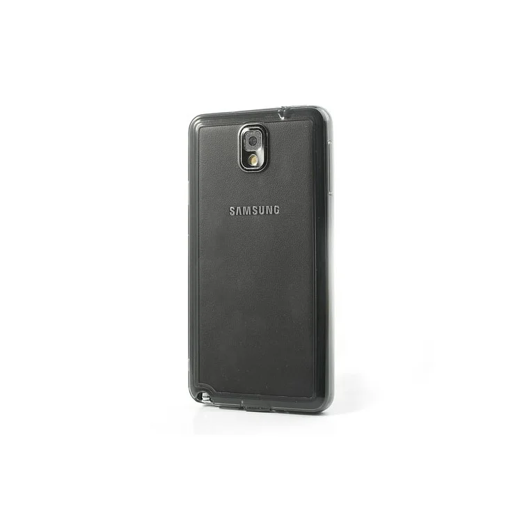 Transparent Acrylic Back TPU Frame Hybrid Case for Samsung Galaxy Note 3 N9000 w/ Dust-proof Plug - Grey