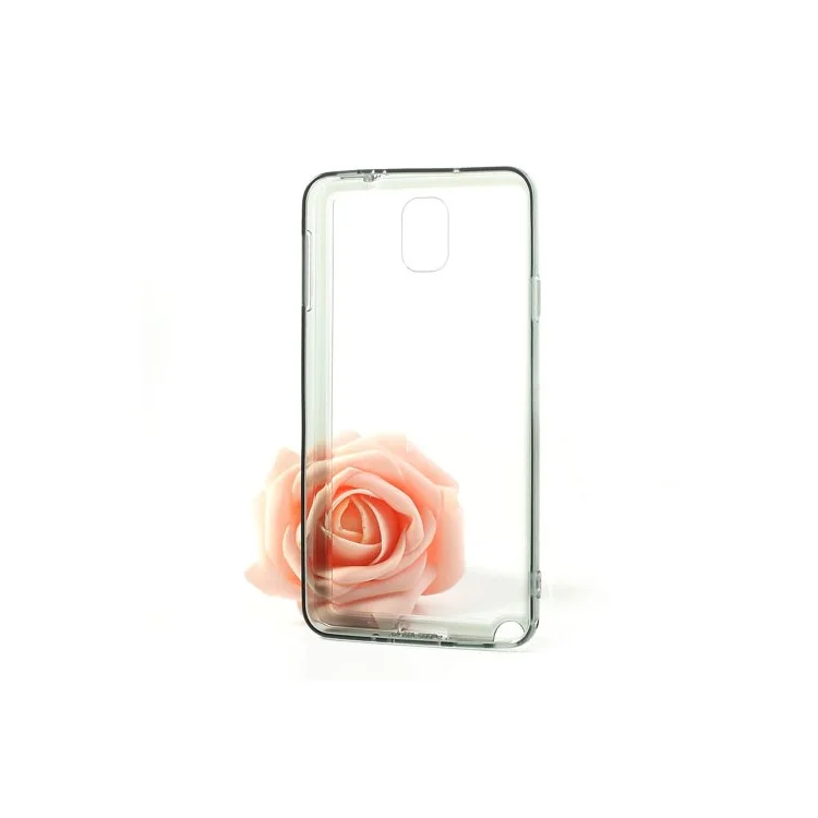 Transparent Acrylic Back TPU Frame Hybrid Case for Samsung Galaxy Note 3 N9000 w/ Dust-proof Plug - Grey
