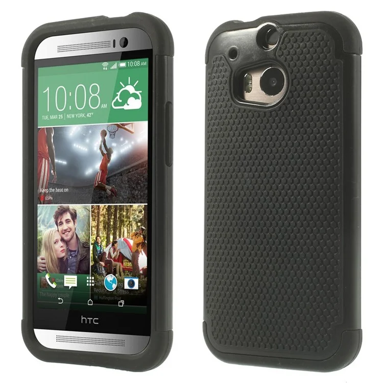 Football Grain PC + Silicone Combo Case for HTC One M8 - Black