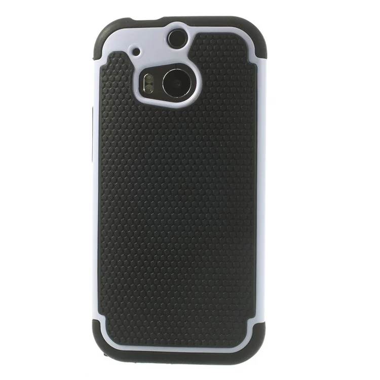 Football Grain PC + Silicone Combo Case for HTC One M8 - White
