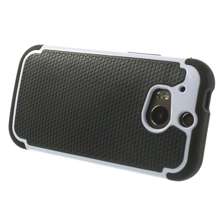 Football Grain PC + Silicone Combo Case for HTC One M8 - White