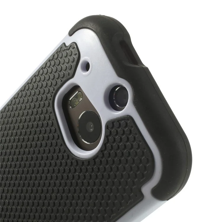 Football Grain PC + Silicone Combo Case for HTC One M8 - White