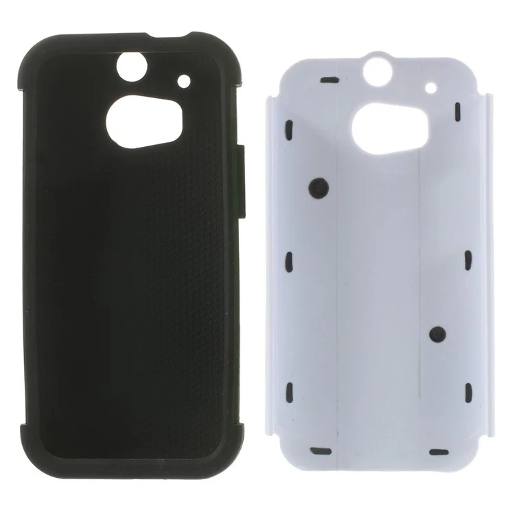 Football Grain PC + Silicone Combo Case for HTC One M8 - White