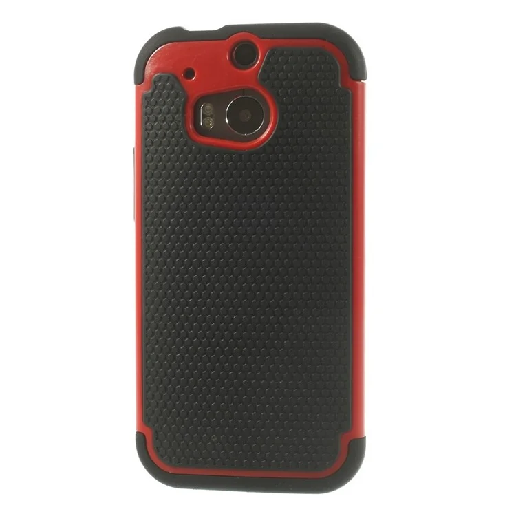 Football Grain PC + Silicone Combo Case for HTC One M8 - Red