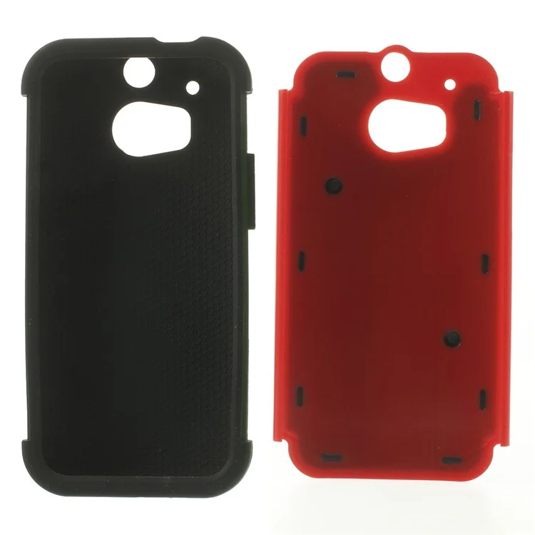 Football Grain PC + Silicone Combo Case for HTC One M8 - Red