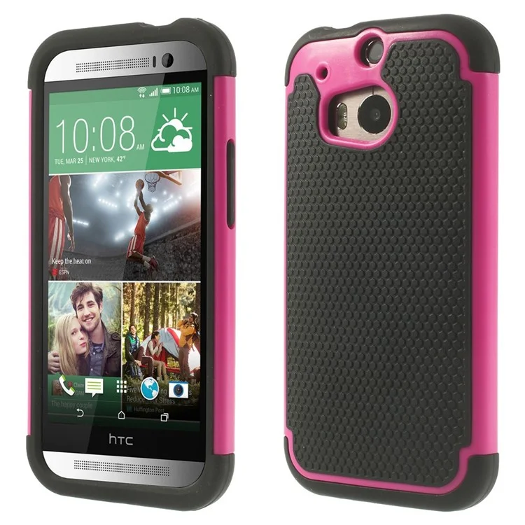Football Grain PC + Silicone Combo Cover for HTC One M8 - Rose