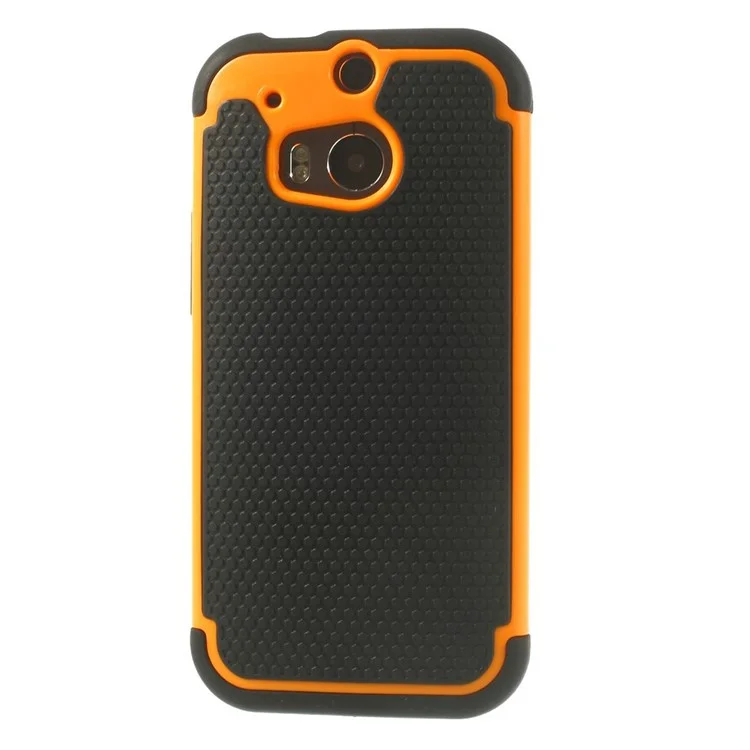 Football Grain PC + Silicone Combo Cover for HTC One M8 - Orange