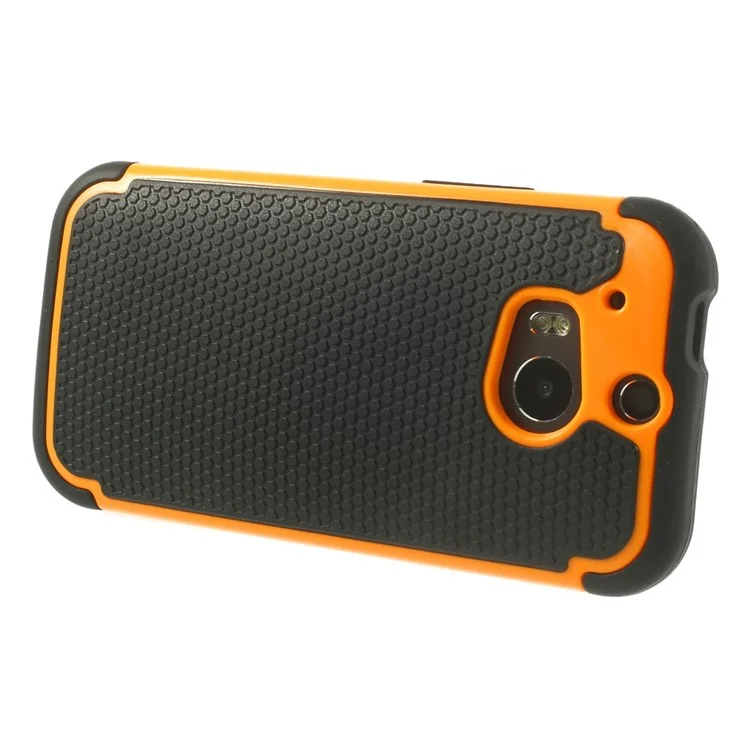 Football Grain PC + Silicone Combo Cover for HTC One M8 - Orange