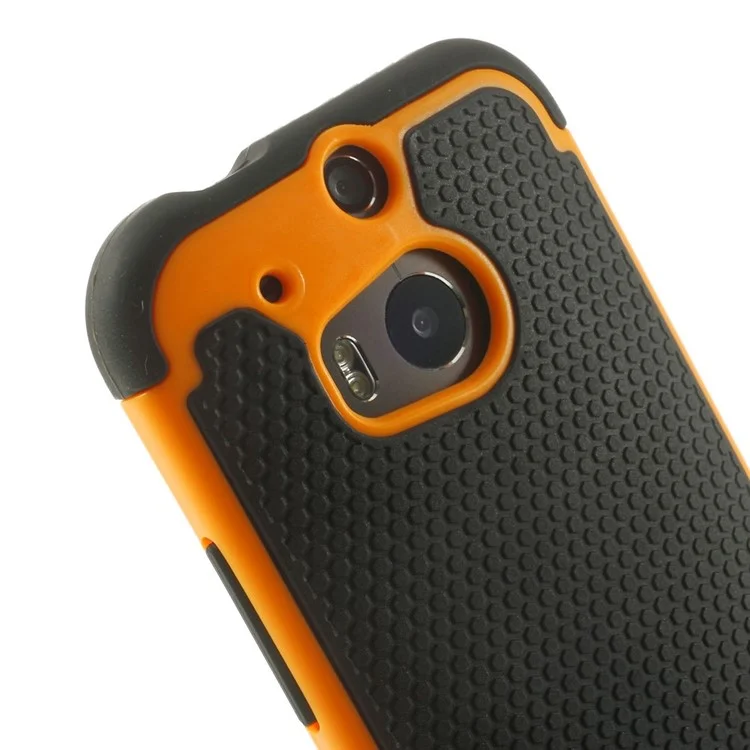 Football Grain PC + Silicone Combo Cover for HTC One M8 - Orange