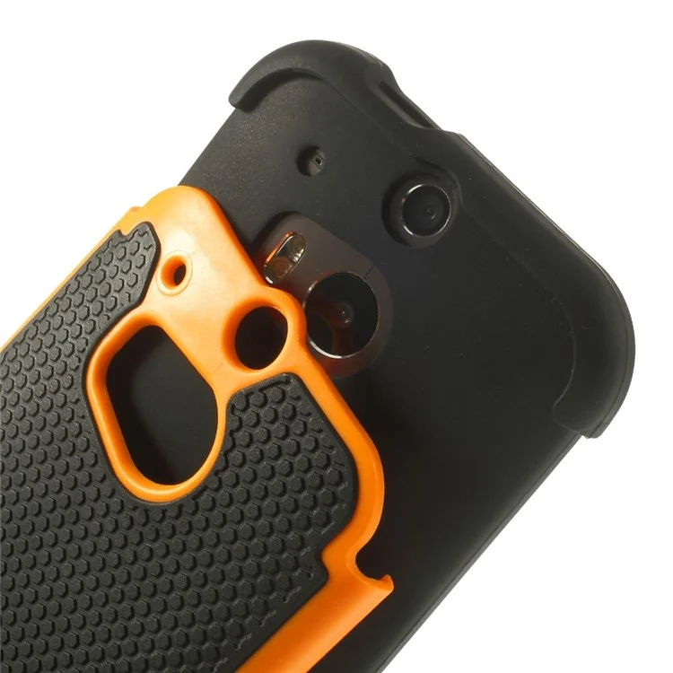 Football Grain PC + Silicone Combo Cover for HTC One M8 - Orange