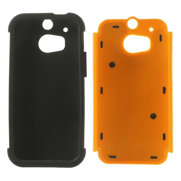 Football Grain PC + Silicone Combo Cover for HTC One M8 - Orange