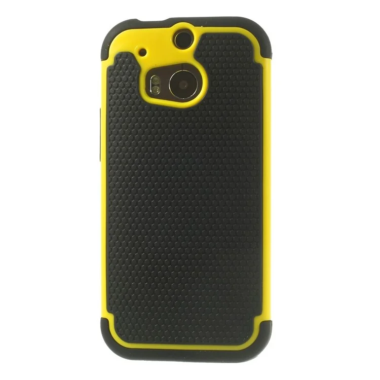 Football Grain PC + Silicone Combo Cover for HTC One M8 - Yellow