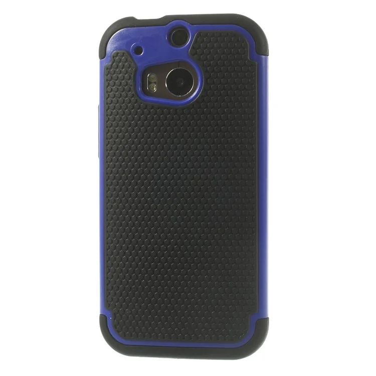 For HTC One M8 Football Grain PC + Silicone Combo Shell - Blue