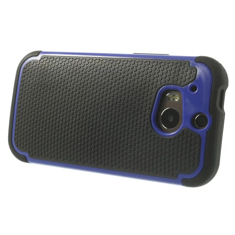 For HTC One M8 Football Grain PC + Silicone Combo Shell - Blue