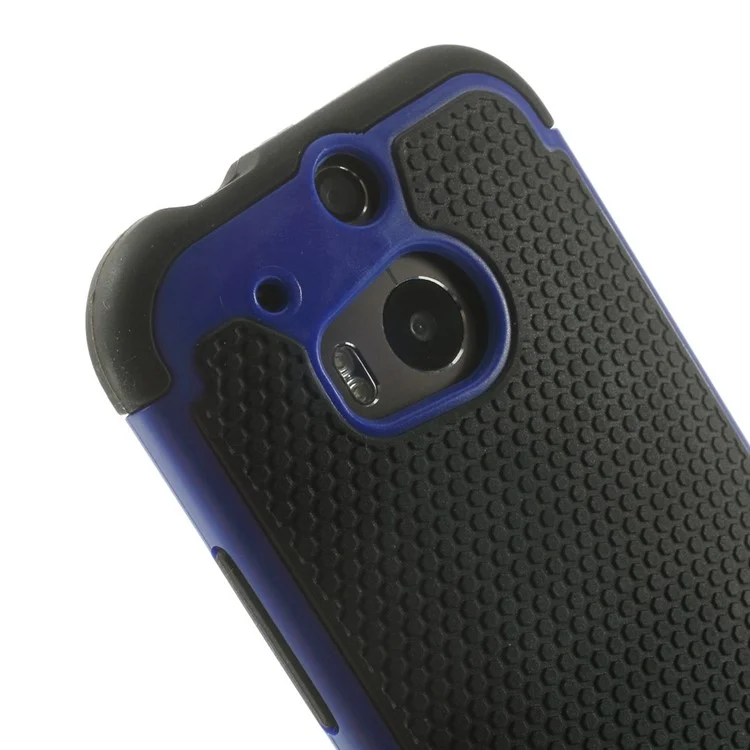For HTC One M8 Football Grain PC + Silicone Combo Shell - Blue