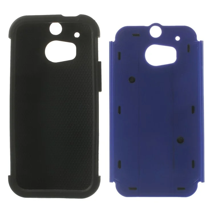 For HTC One M8 Football Grain PC + Silicone Combo Shell - Blue
