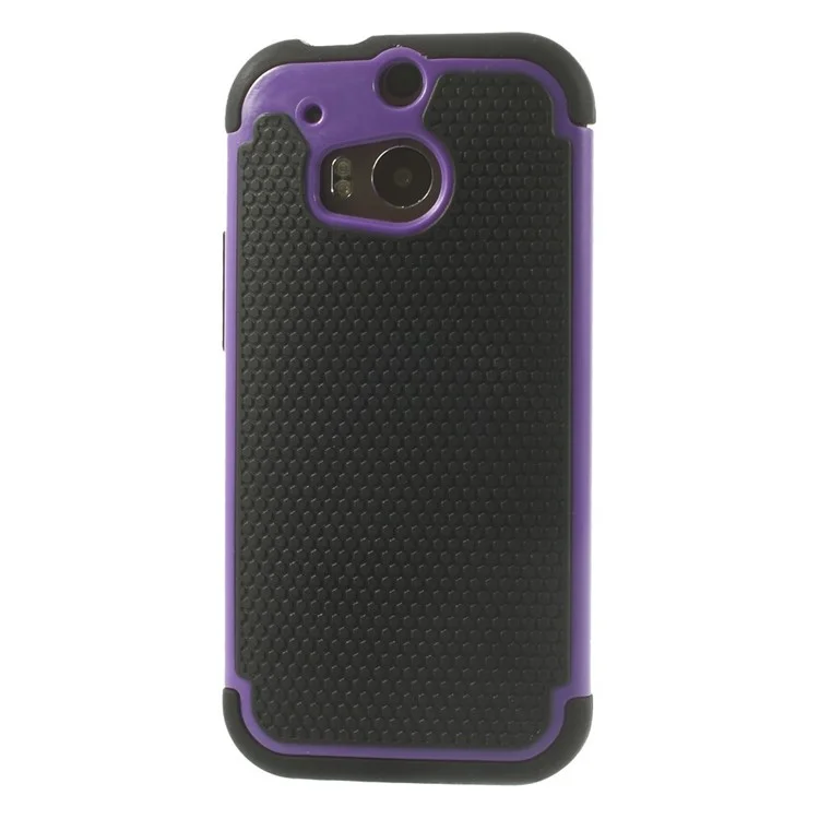 For HTC One M8 Football Grain PC + Silicone Combo Shell - Purple
