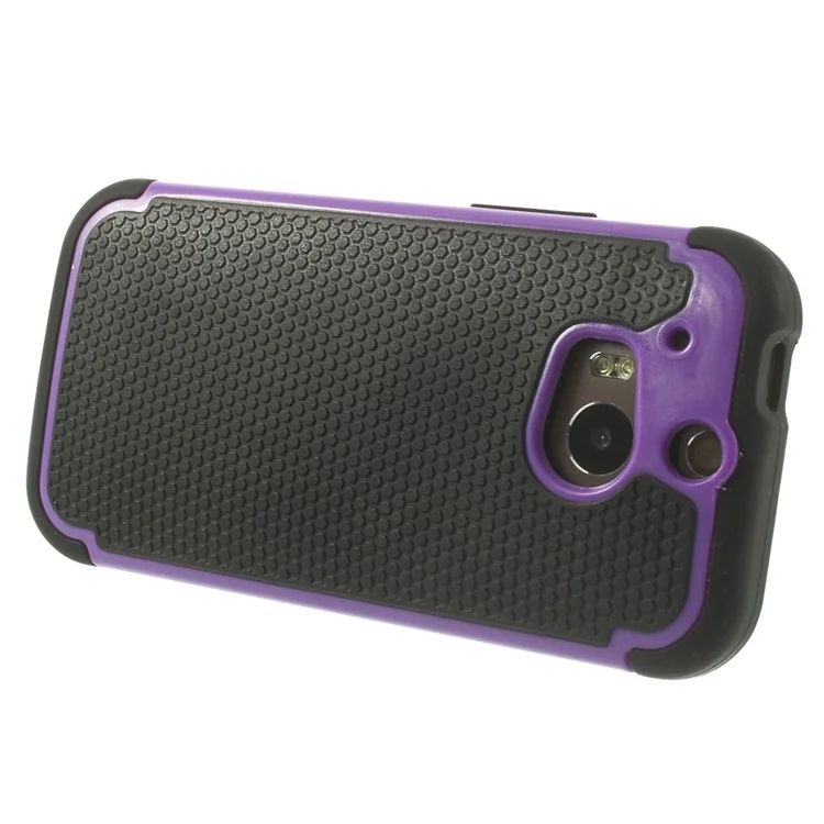 For HTC One M8 Football Grain PC + Silicone Combo Shell - Purple
