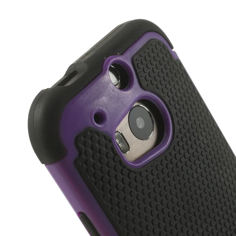 For HTC One M8 Football Grain PC + Silicone Combo Shell - Purple