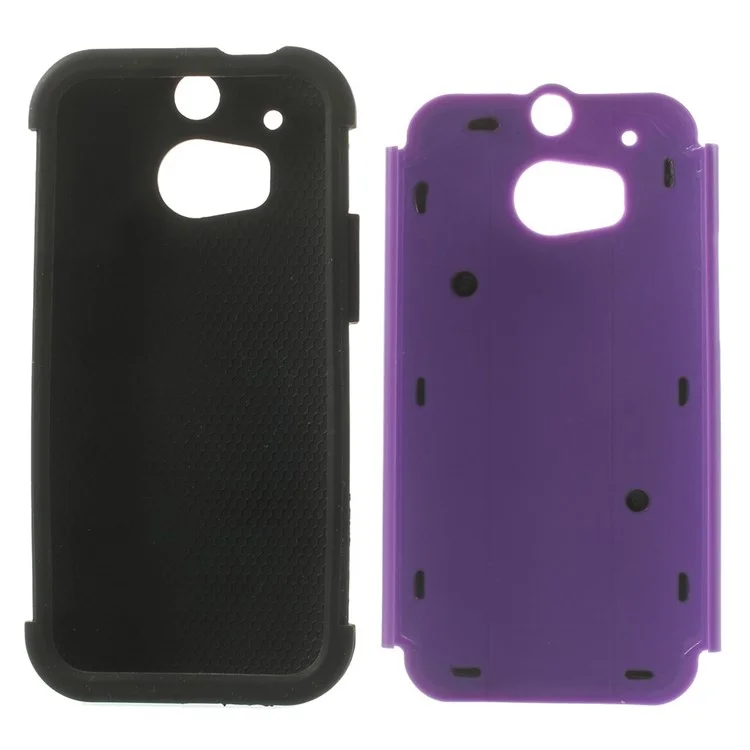 For HTC One M8 Football Grain PC + Silicone Combo Shell - Purple