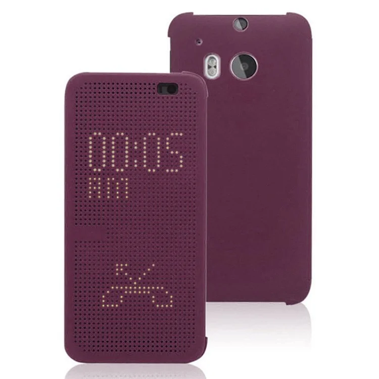 Dot View Smart Plastic Flip Case Cover for HTC One M8 - Purple