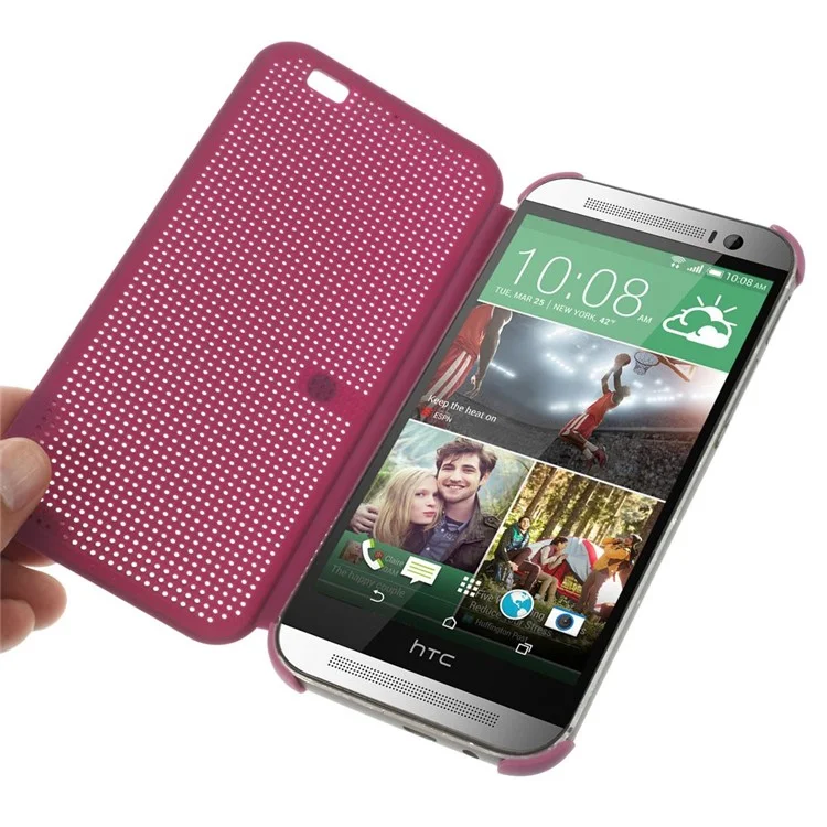 Dot View Smart Plastic Flip Case Cover for HTC One M8 - Purple