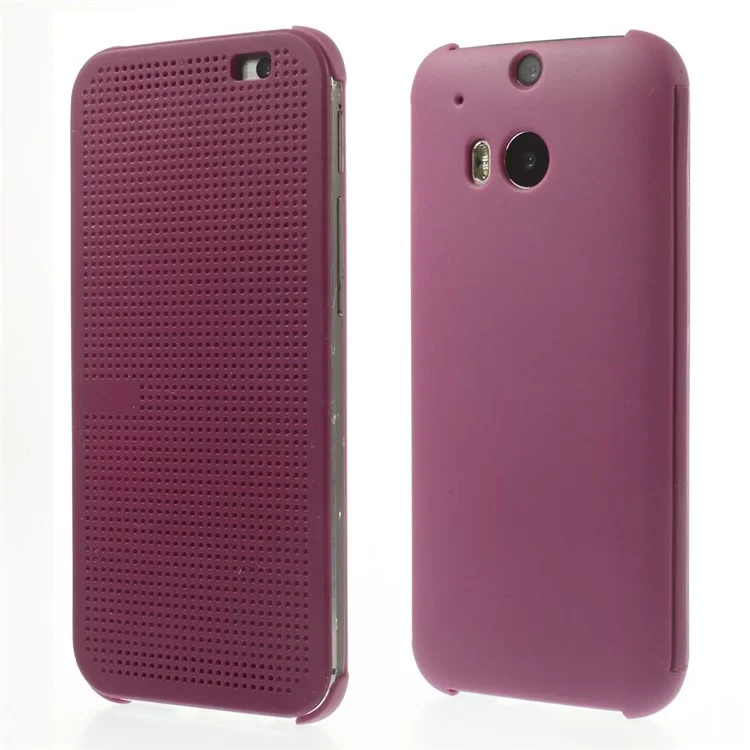 Dot View Smart Plastic Flip Case Cover for HTC One M8 - Purple