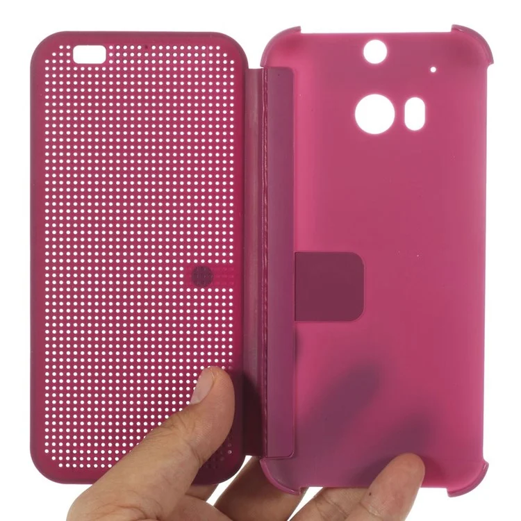 Dot View Smart Plastic Flip Case Cover for HTC One M8 - Purple