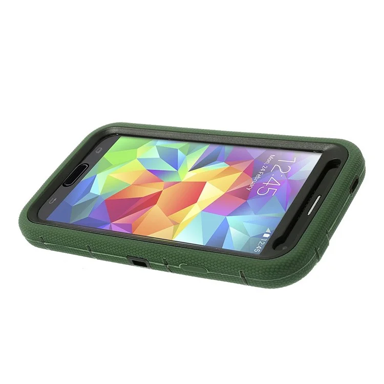Army Green for Samsung Galaxy SV G900 3-Piece PC + Silicone High Impact Shell w/ Swivel Stand