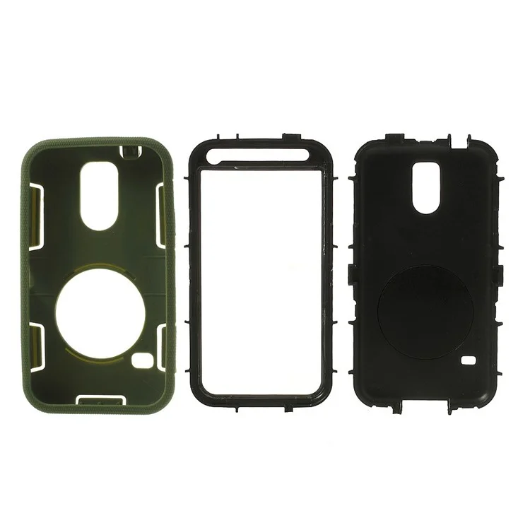 Army Green for Samsung Galaxy SV G900 3-Piece PC + Silicone High Impact Shell w/ Swivel Stand