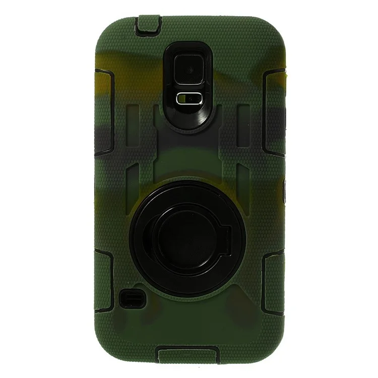 Camouflage for Samsung Galaxy SV G900 3-Piece PC + Silicone High Impact Case w/ Swivel Stand