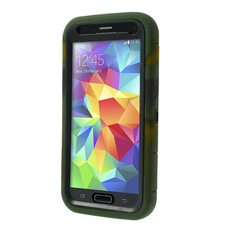 Camouflage for Samsung Galaxy SV G900 3-Piece PC + Silicone High Impact Case w/ Swivel Stand