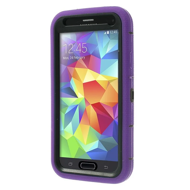 Purple for Samsung Galaxy SV G900 3-Piece PC + Silicone Hybrid Armor Cover w/ Swivel Kickstand