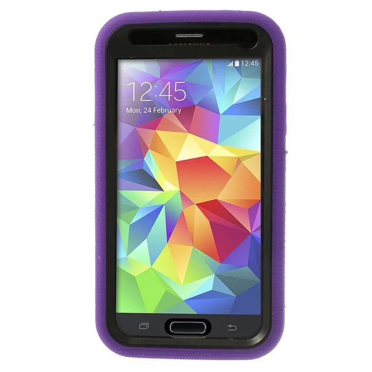 Purple for Samsung Galaxy SV G900 3-Piece PC + Silicone Hybrid Armor Cover w/ Swivel Kickstand