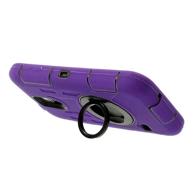 Purple for Samsung Galaxy SV G900 3-Piece PC + Silicone Hybrid Armor Cover w/ Swivel Kickstand