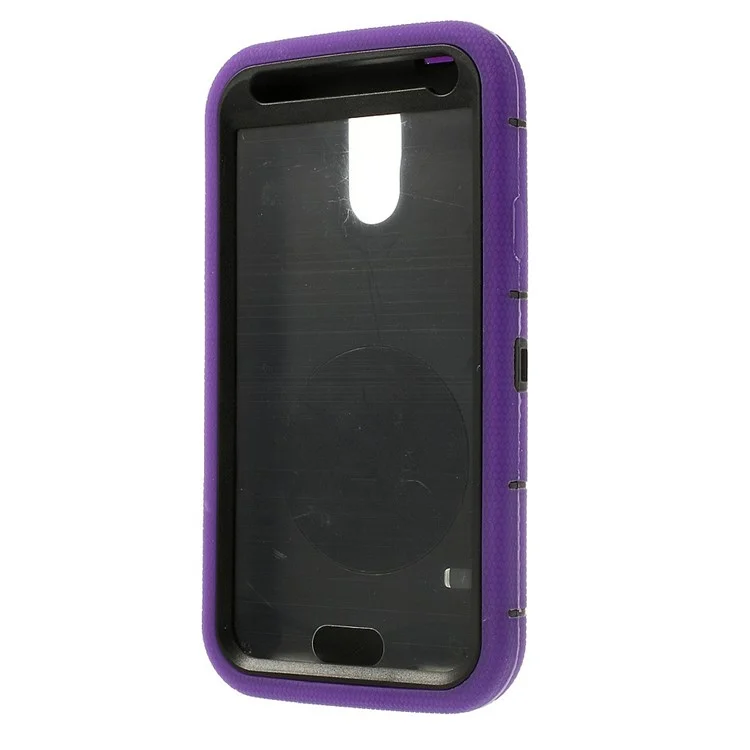 Purple for Samsung Galaxy SV G900 3-Piece PC + Silicone Hybrid Armor Cover w/ Swivel Kickstand