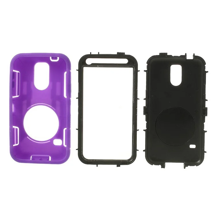 Purple for Samsung Galaxy SV G900 3-Piece PC + Silicone Hybrid Armor Cover w/ Swivel Kickstand