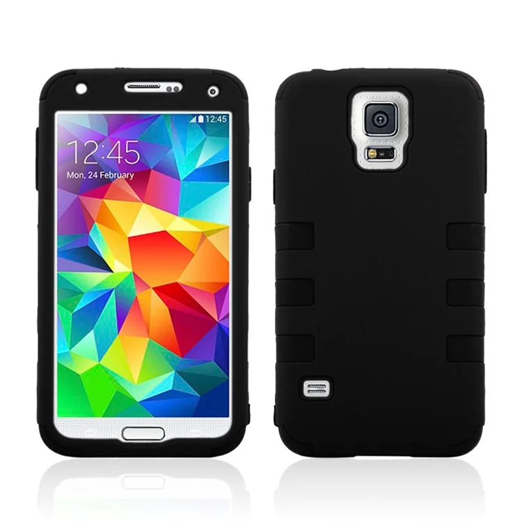 Impact Resistant Silicone + PC Hybird Case for Samsung Galaxy S5 G900 - Black