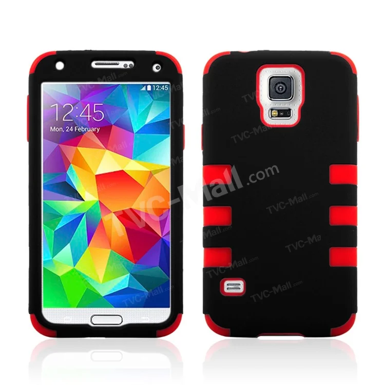 Impact Resistant Silicone + PC Hybird Shell for Samsung Galaxy S5 G900 - Red