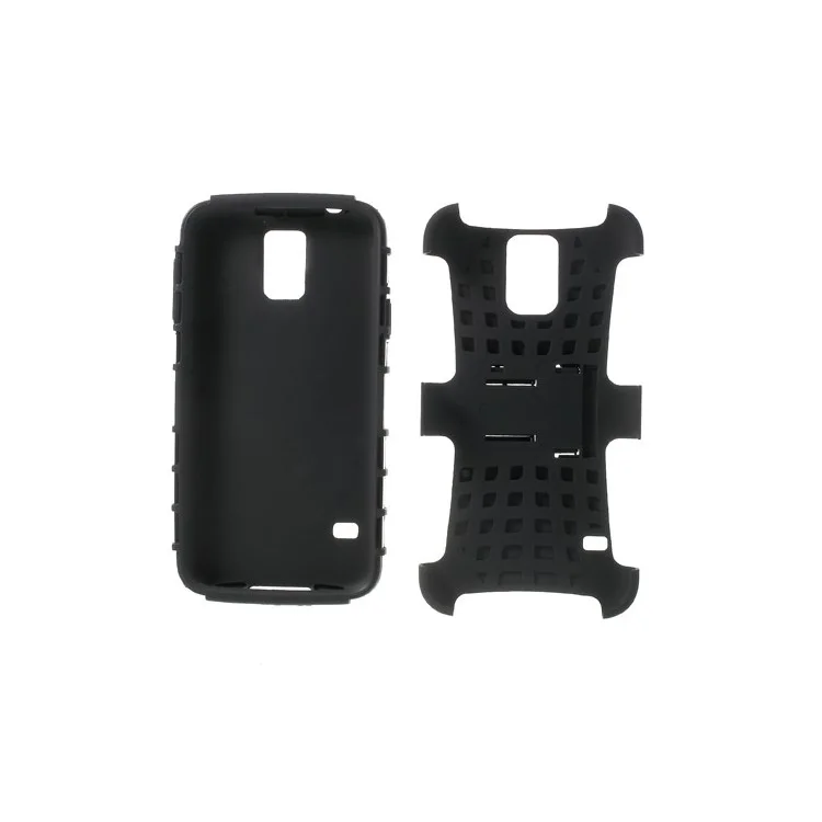 Skid-proof PC + TPU Hybrid Case w/ Kickstand for Samsung Galaxy S5 G900 - Black
