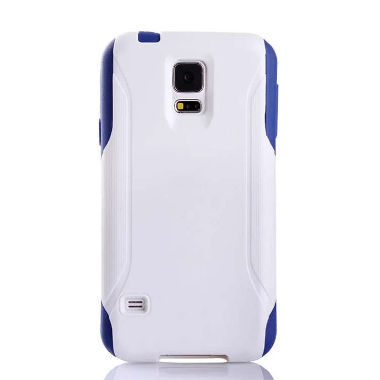 Hybrid PC + TPU Shockproof Dirt-proof Protective Shell for Samsung Galaxy S5 G900 - White / Blue